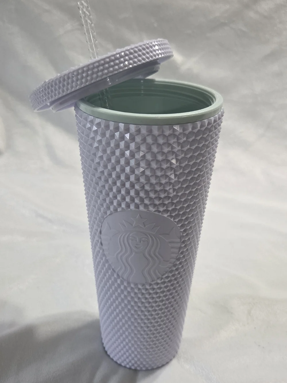 New 24oz Starbucks Studded Tumbler with Straw - White